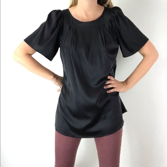 RACHEL PALLY Black Short Sleeve Blouse Sz M - Picture 5 of 11